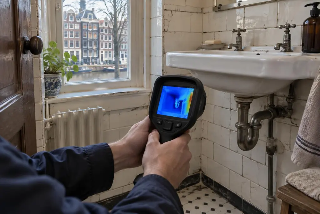 Lekdetectie Sliedrecht – badkamer met oude leidingen achter de tegels