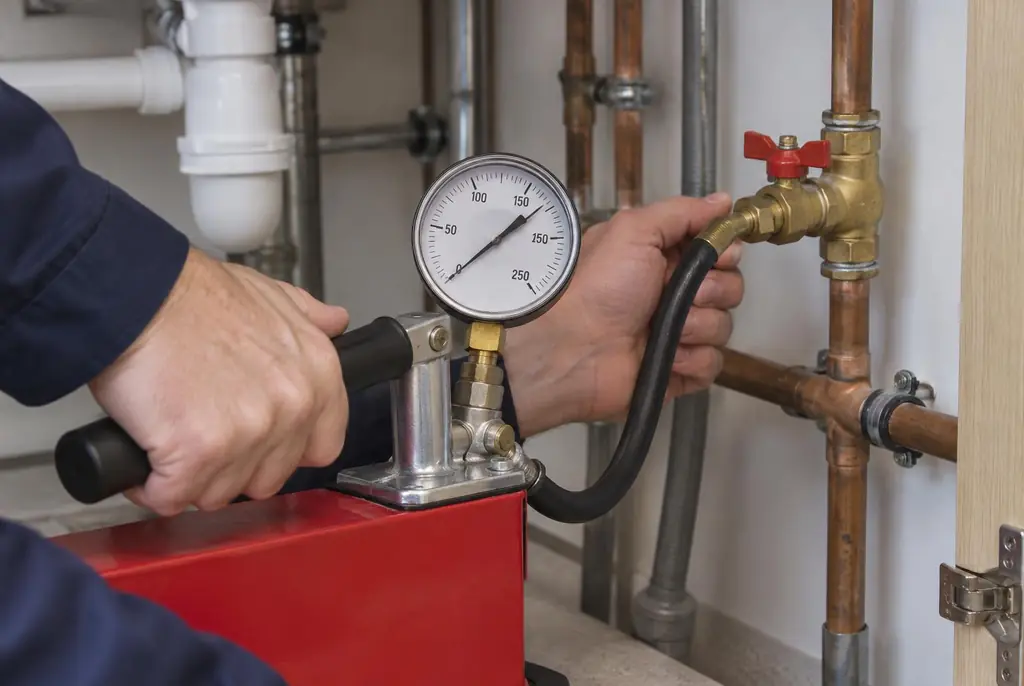 Lekdetectie Sliedrecht – druktest op een waterleiding met een manometer