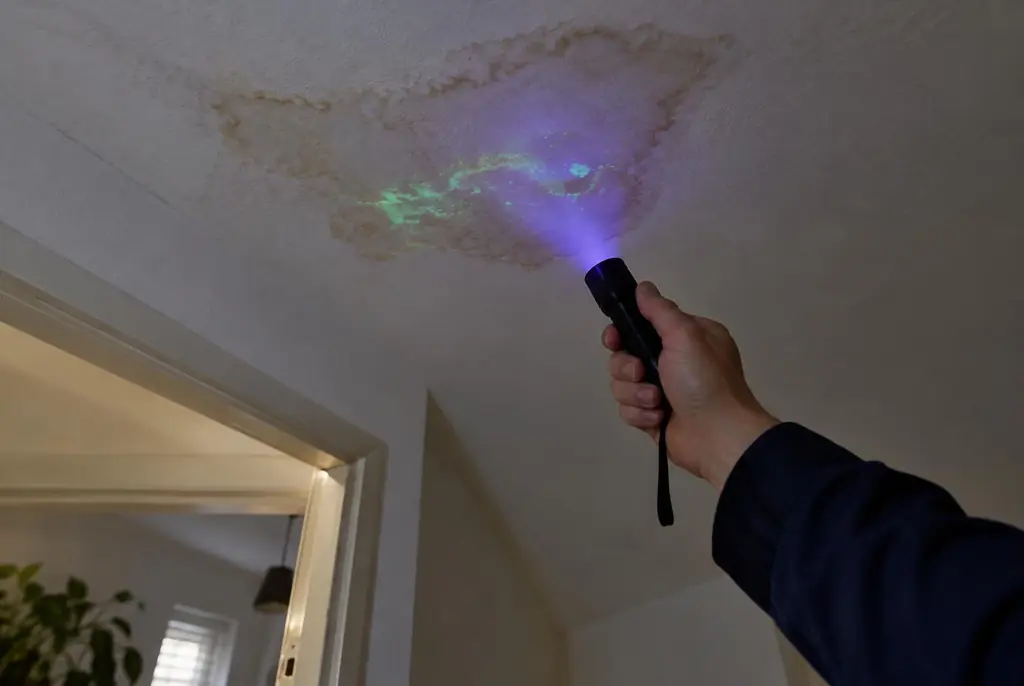 Lekdetectie Sliedrecht – kleurstof controleren op het plafond met uv-licht